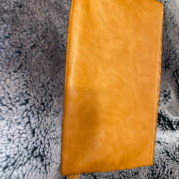 Chevron Leather Orange Clutch - Picture 3 of 8
